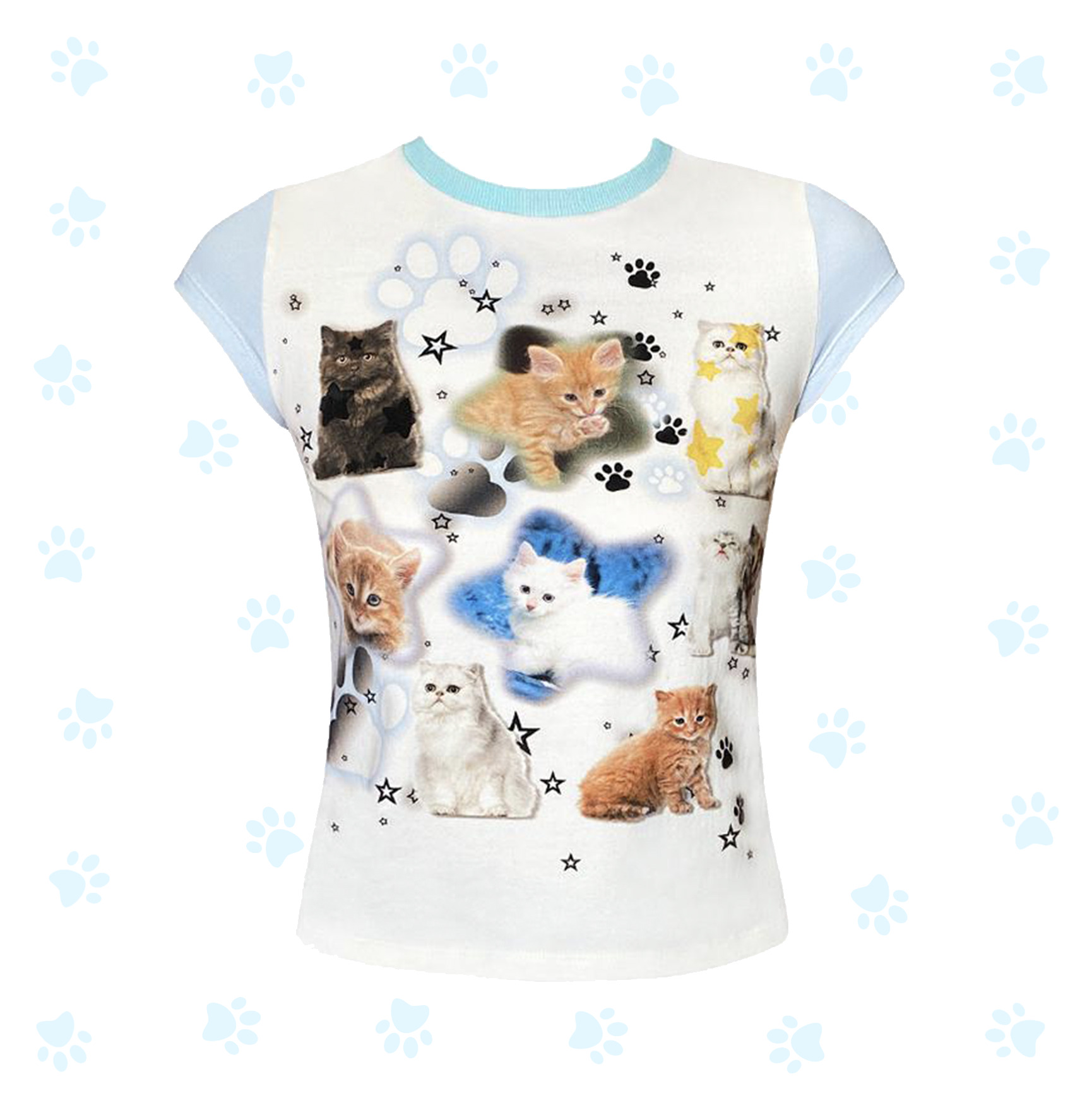Y2K Grunge Cute Cats Aesthetic Crop Tee - Retro 90s Summer Outfit, Pastel Goth Fashion