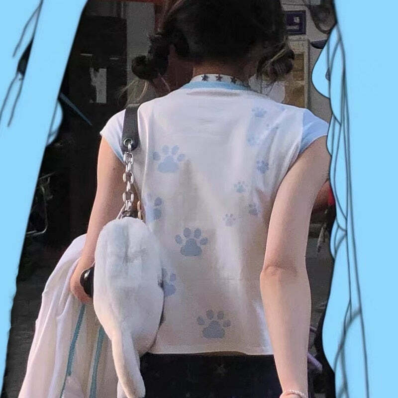 Y2K Grunge Cute Cats Aesthetic Crop Tee - Retro 90s Summer Outfit, Pastel Goth Fashion