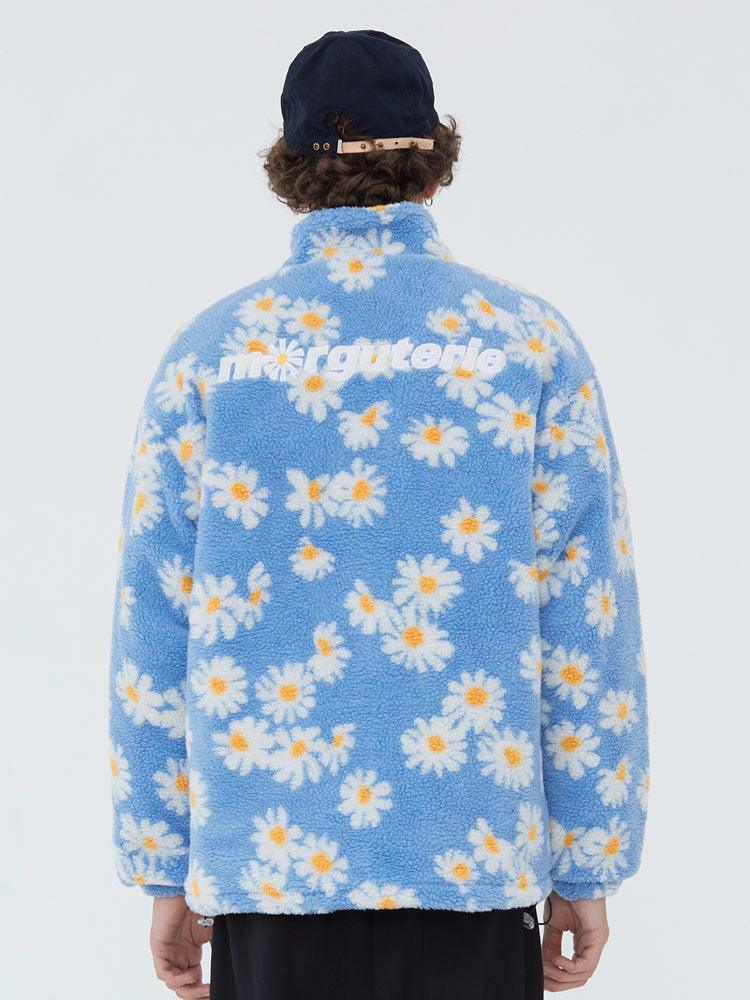 Y2K Grunge Daisy Fleece Jacket - Retro 90s Fashion, Summer Y2K Outfits, Pastel Goth Style