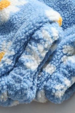 Y2K Grunge Daisy Fleece Jacket - Retro 90s Fashion, Summer Y2K Outfits, Pastel Goth Style