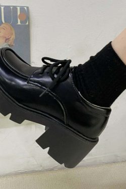 Y2K Grunge Dark Academia British School Uniform Shoes - Retro 90s Fashion for Women