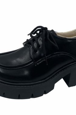 Y2K Grunge Dark Academia British School Uniform Shoes - Retro 90s Fashion for Women