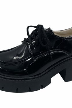 Y2K Grunge Dark Academia British School Uniform Shoes - Retro 90s Fashion for Women