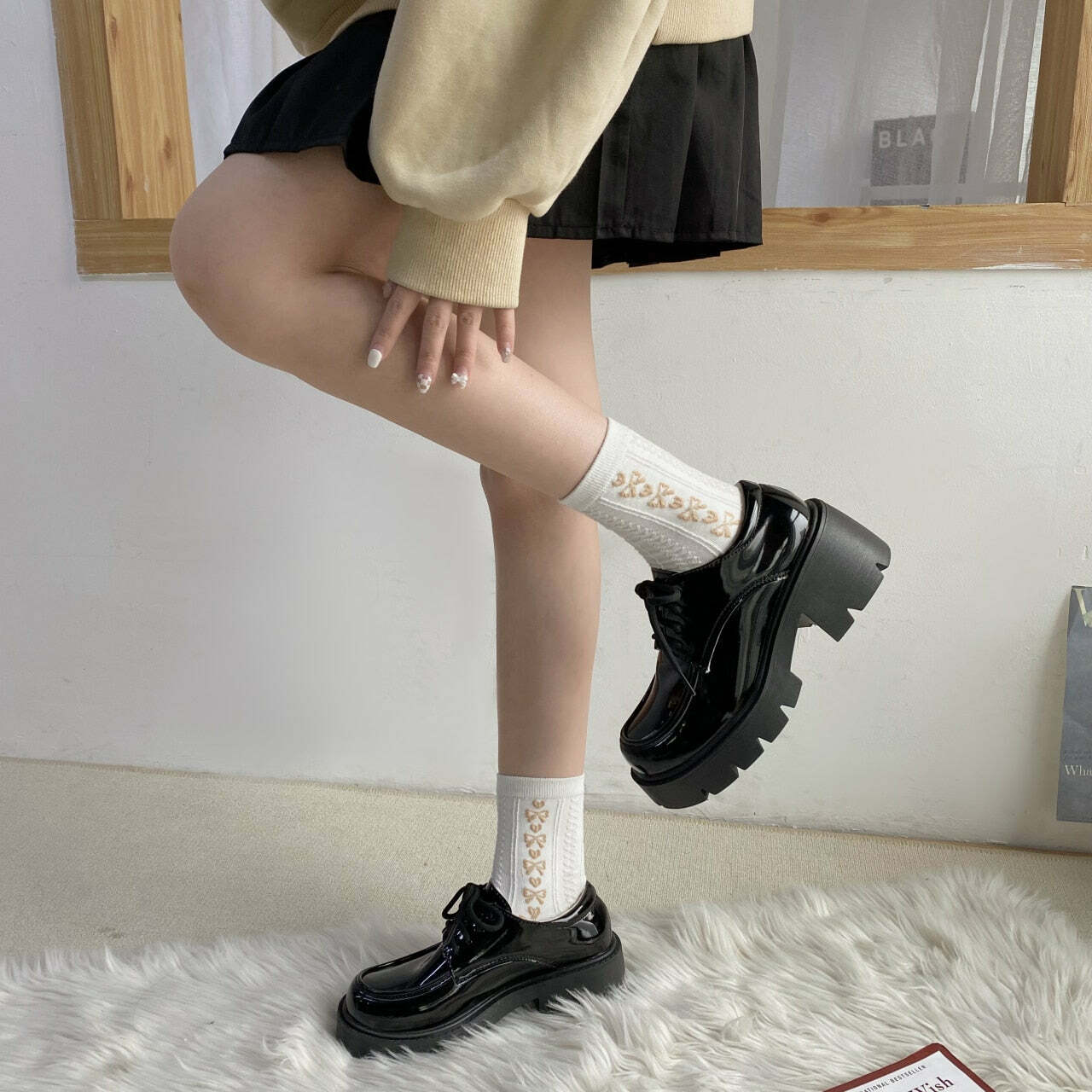 Y2K Grunge Dark Academia British School Uniform Shoes - Retro 90s Fashion for Women