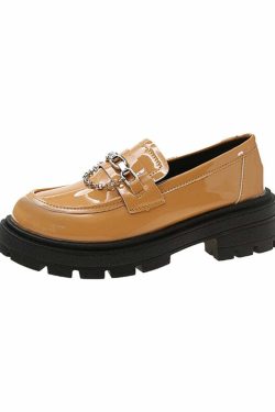 Y2K Grunge Dark Academia Loafers with Metal Chain - Retro 90s Fashion & Summer Outfits