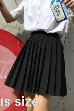 Y2K Grunge Dark Academia Schoolgirl Pleated Skirt - 90s Retro Black Skirt Outfit