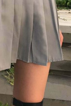 Y2K Grunge Dark Academia Schoolgirl Pleated Skirt - Gray Retro 90s Summer Outfit