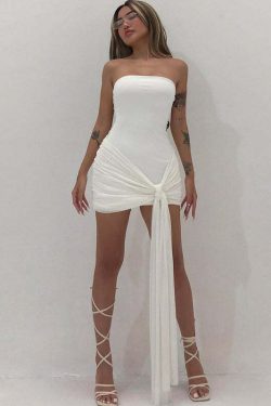 Y2K Grunge Darleth Ribbon Mini Dress - 90s Fashion, Retro Style, Summer Y2K Outfits