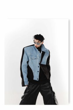 Y2K Grunge Deconstructed Denim Jacket - 90s Retro Style, Perfect for Y2K Summer Outfits
