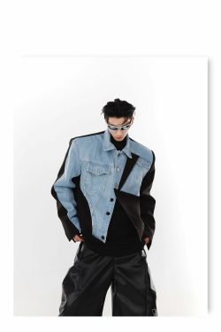 Y2K Grunge Deconstructed Denim Jacket - 90s Retro Style, Perfect for Y2K Summer Outfits