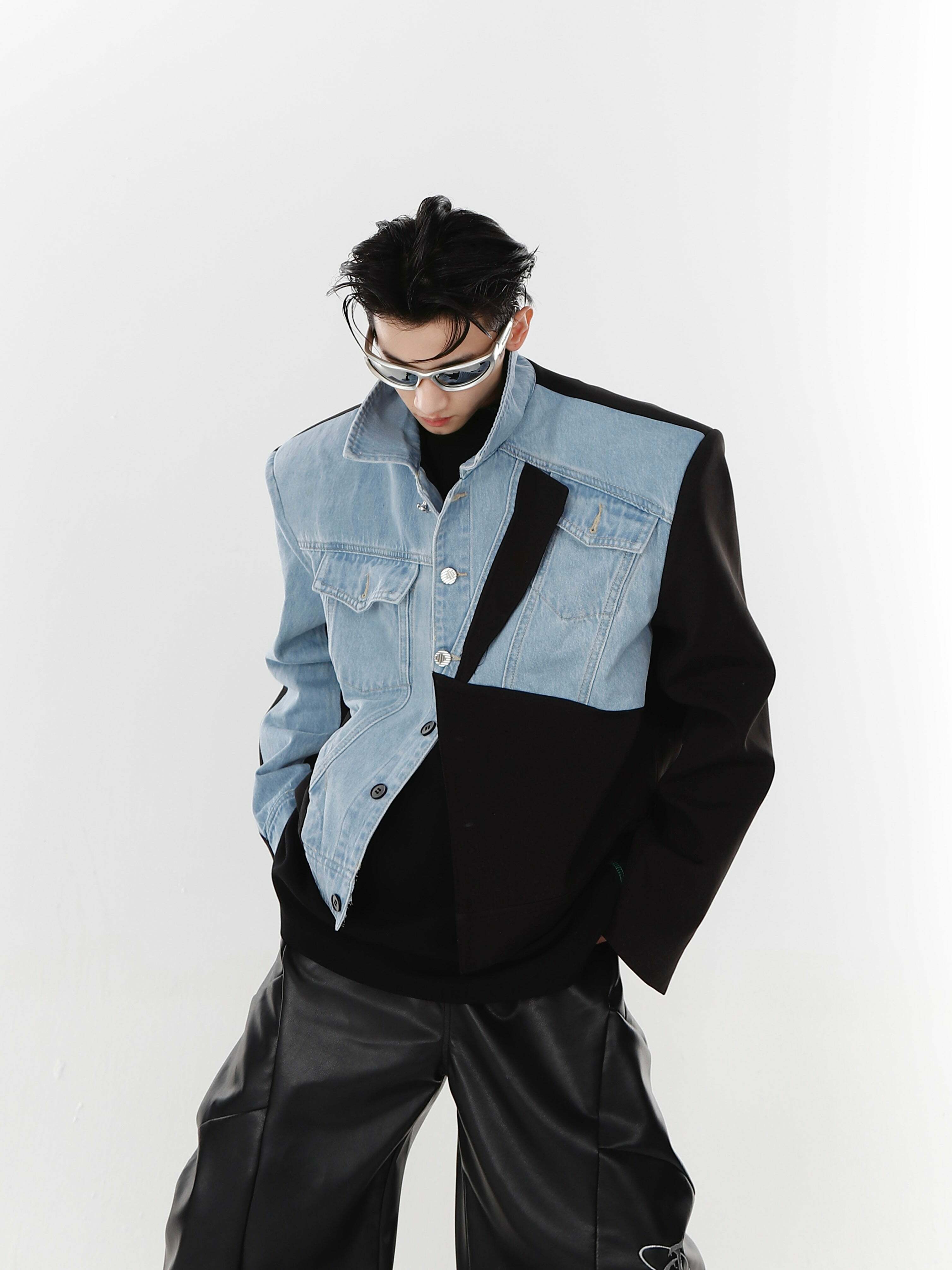Y2K Grunge Deconstructed Denim Jacket - 90s Retro Style, Perfect for Y2K Summer Outfits