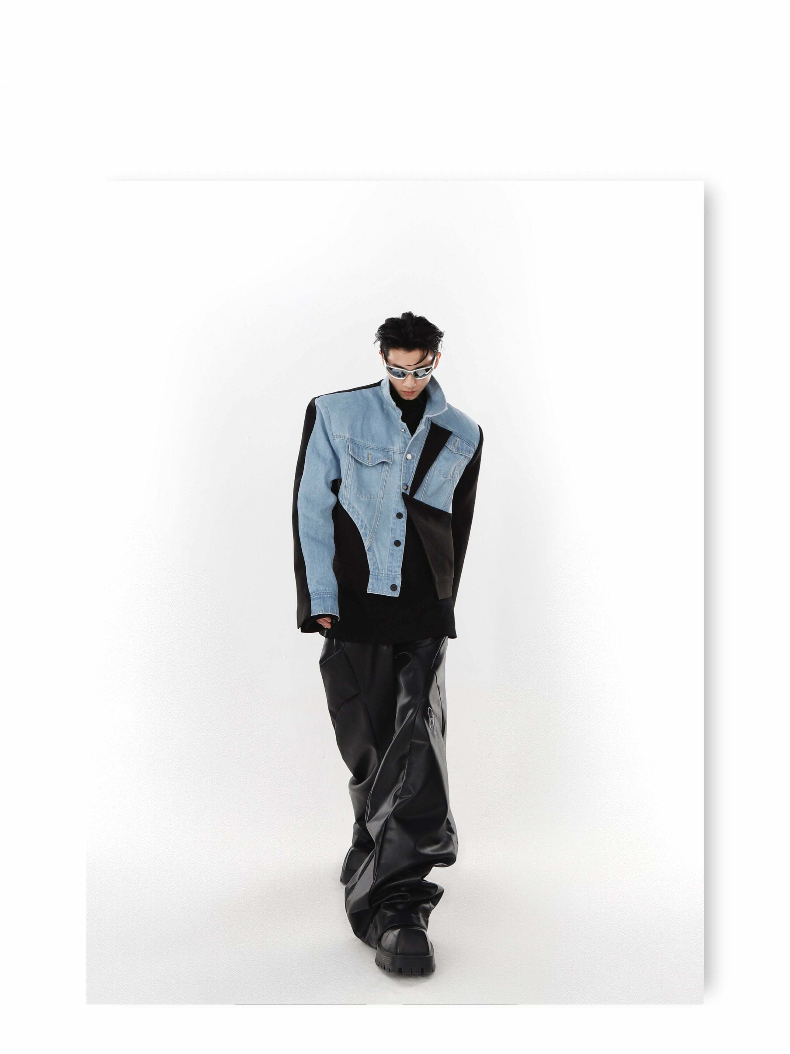 Y2K Grunge Deconstructed Denim Jacket - 90s Retro Style, Perfect for Y2K Summer Outfits