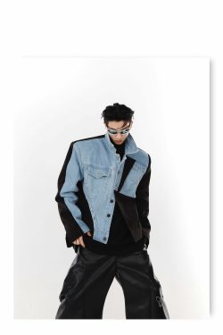 Y2K Grunge Deconstructed Denim Jacket - 90s Retro Style, Perfect for Y2K Summer Outfits