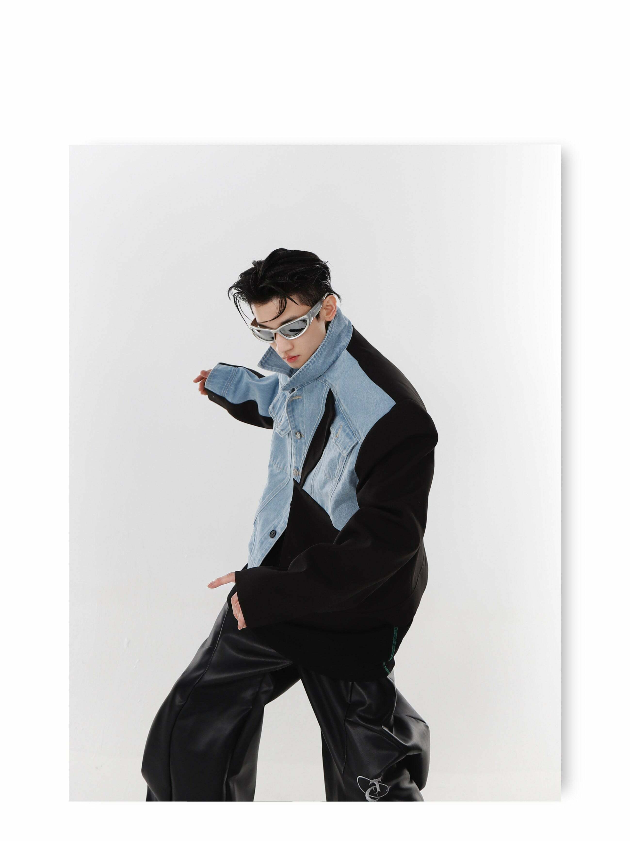 Y2K Grunge Deconstructed Denim Jacket - 90s Retro Style, Perfect for Y2K Summer Outfits