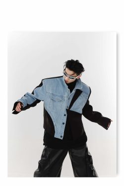 Y2K Grunge Deconstructed Denim Jacket - Retro 90s Fashion, Summer Y2K Outfits, Gothic Y2K Style