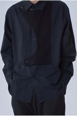 Y2K Grunge Deconstructed Long Sleeve Polo - Retro 90s Fashion, Summer Y2K Outfits, Pastel Goth