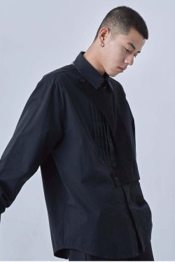 Y2K Grunge Deconstructed Long Sleeve Polo - Retro 90s Fashion, Summer Y2K Outfits, Pastel Goth