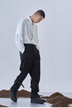 Y2K Grunge Deconstructed Long Sleeve Polo - Retro 90s Fashion, Summer Y2K Outfits