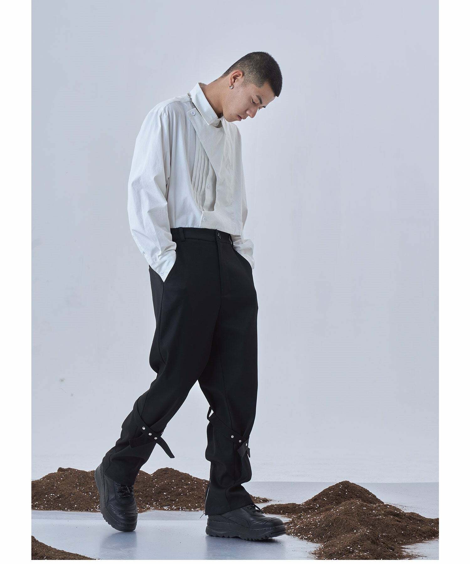 Y2K Grunge Deconstructed Long Sleeve Polo - Retro 90s Fashion, Summer Y2K Outfits