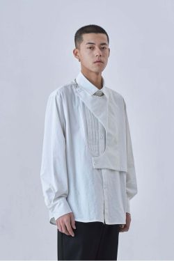 Y2K Grunge Deconstructed Long Sleeve Polo - Retro 90s Fashion, Summer Y2K Outfits