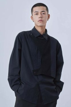 Y2K Grunge Deconstructed Long Sleeve Polo - Retro 90s Fashion, Summer Y2K Outfits