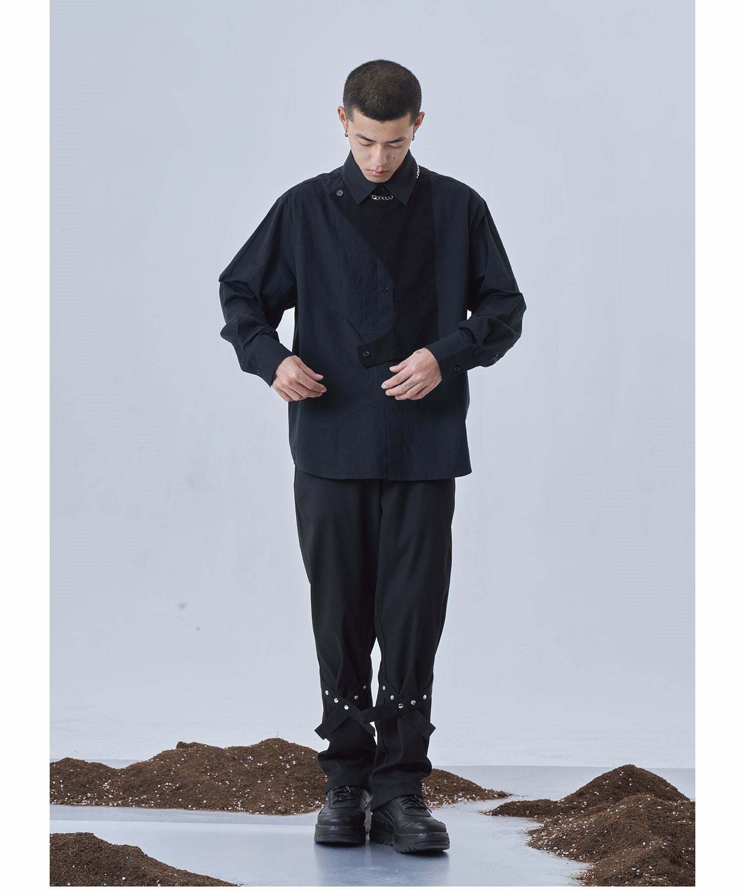 Y2K Grunge Deconstructed Long Sleeve Polo - Retro 90s Fashion, Summer Y2K Outfits