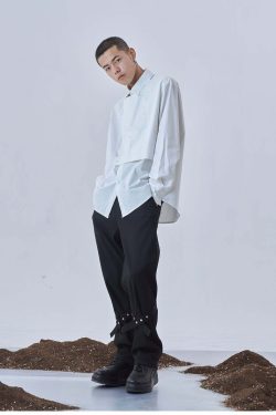 Y2K Grunge Deconstructed Long Sleeve Polo - Retro 90s Fashion, Summer Y2K Outfits