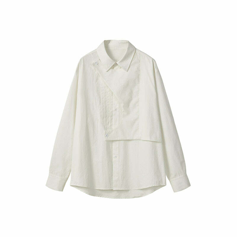 Y2K Grunge Deconstructed Long Sleeve Polo - Retro 90s Fashion, Summer Y2K Outfits