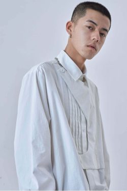 Y2K Grunge Deconstructed Long Sleeve Polo - Retro 90s Fashion, Summer Y2K Outfits