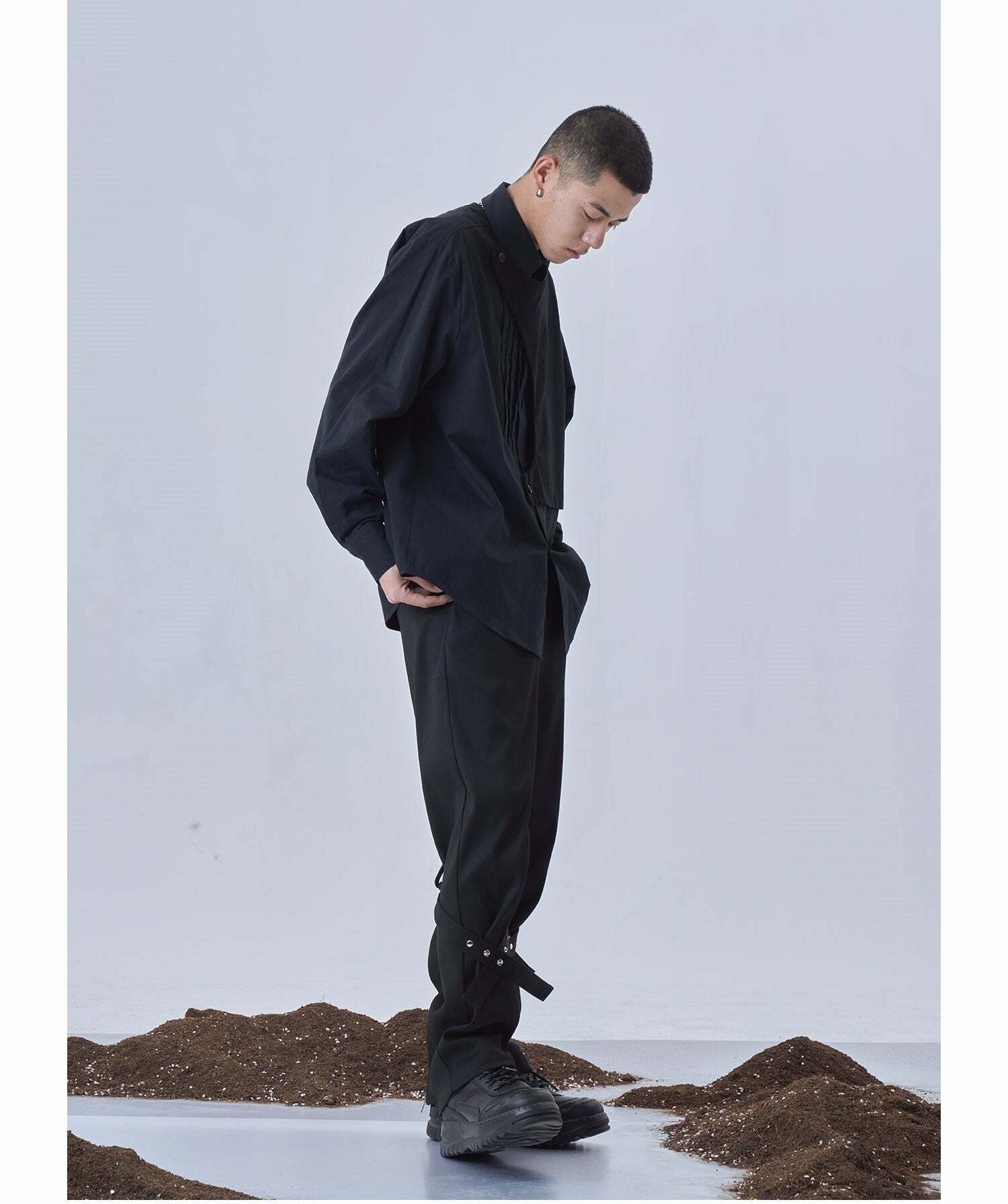 Y2K Grunge Deconstructed Long Sleeve Polo - Retro 90s Fashion, Summer Y2K Outfits