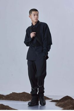 Y2K Grunge Deconstructed Long Sleeve Polo - Retro 90s Fashion, Summer Y2K Outfits