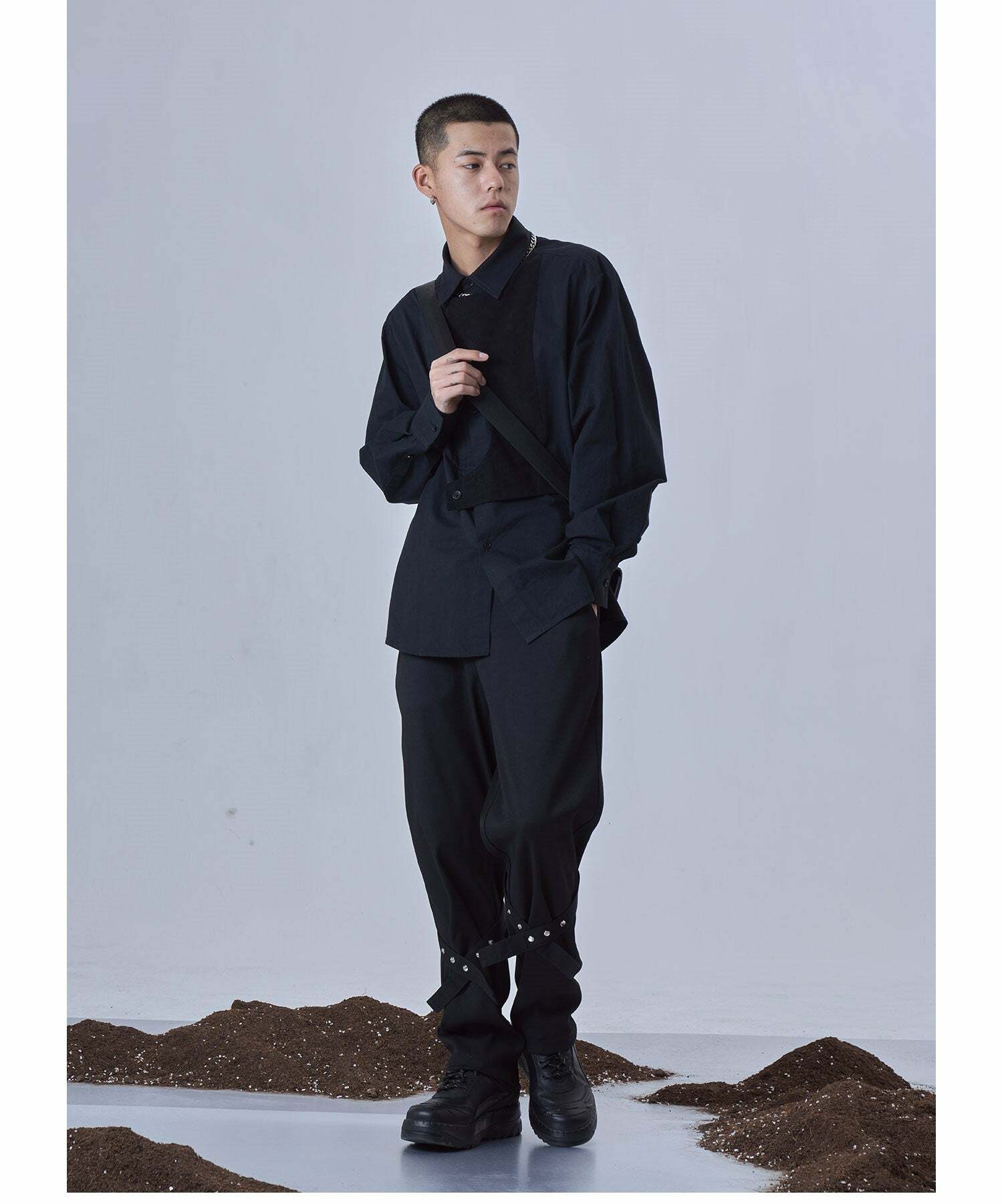 Y2K Grunge Deconstructed Long Sleeve Polo - Retro 90s Fashion, Summer Y2K Outfits