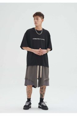 Y2K Grunge Deconstructed Raw Edge Shorts - Retro 90s Fashion, Summer Y2K Outfits