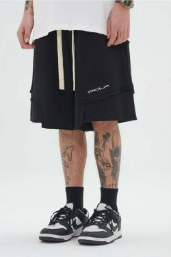 Y2K Grunge Deconstructed Raw Edge Shorts - Retro 90s Fashion, Summer Y2K Outfits