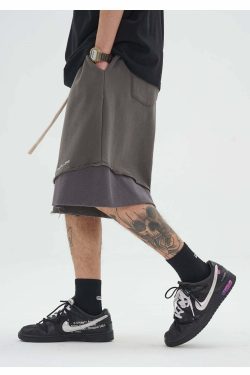 Y2K Grunge Deconstructed Raw Edge Shorts - Retro 90s Fashion, Summer Y2K Outfits
