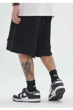 Y2K Grunge Deconstructed Raw Edge Shorts - Retro 90s Fashion, Summer Y2K Outfits