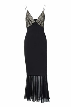 Y2K Grunge Deep Neck Maxi Dress - Retro 90s Summer Outfit, Gothic Y2K Fashion, Pastel Goth Style