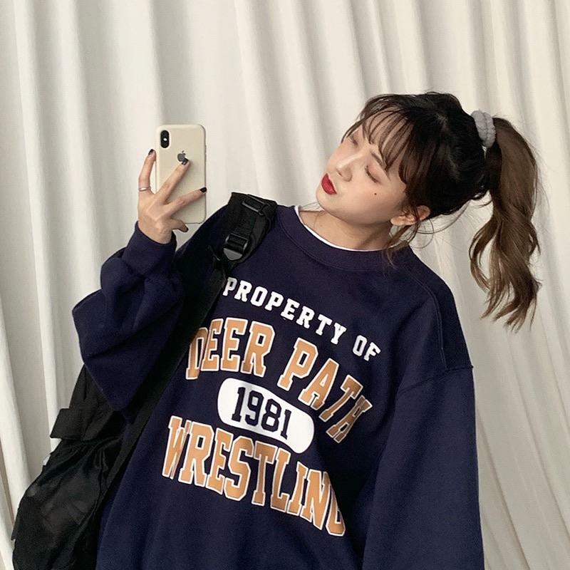 Y2K Grunge Deer Path Wrestling Sweatshirt - Retro 90s Summer Outfit, Pastel Goth Style