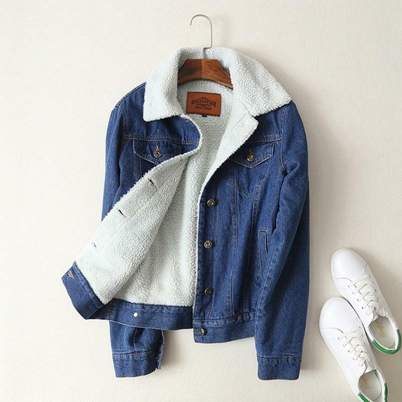 Y2K Grunge Denim Jacket with Wool Collar - 90s Retro Style, Perfect for Y2K Summer Outfits
