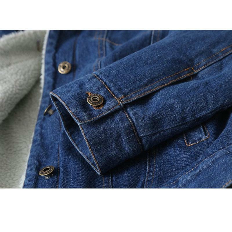 Y2K Grunge Denim Jacket with Wool Collar - 90s Retro Style, Perfect for Y2K Summer Outfits
