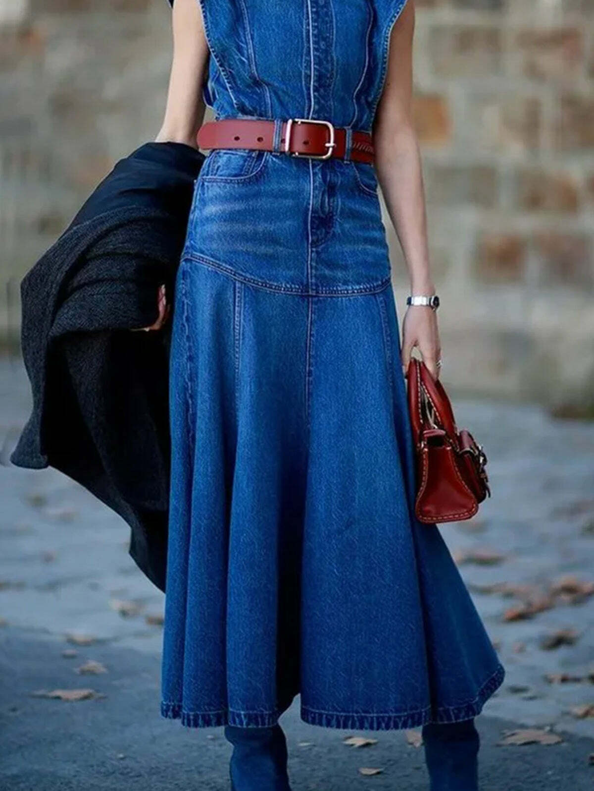 Y2K Grunge Denim Midi Dress - Stylish Crew Neck Cap Sleeve Retro 90s Summer Outfit