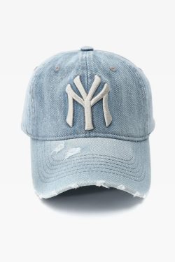 Y2K Grunge Denim NY Hat - Perfect for 90s Outfits, Y2K Summer, and Retro Fashion Styles