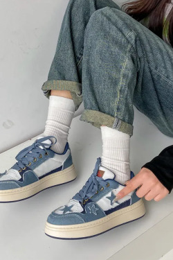 Y2K Grunge Denim Sneakers for Women - 90s Retro Style, Summer & Party Outfits