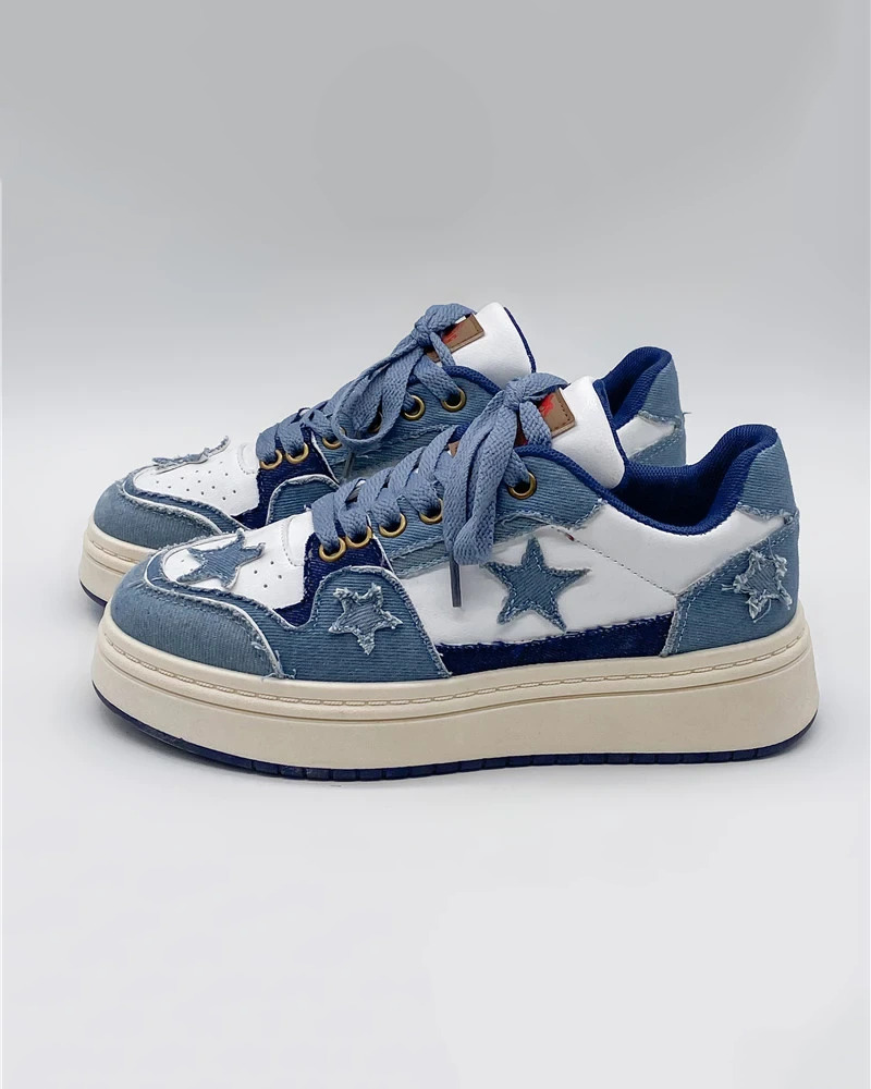 Y2K Grunge Denim Sneakers for Women - 90s Retro Style, Summer & Party Outfits