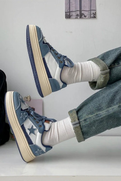 Y2K Grunge Denim Sneakers for Women - 90s Retro Style, Summer & Party Outfits