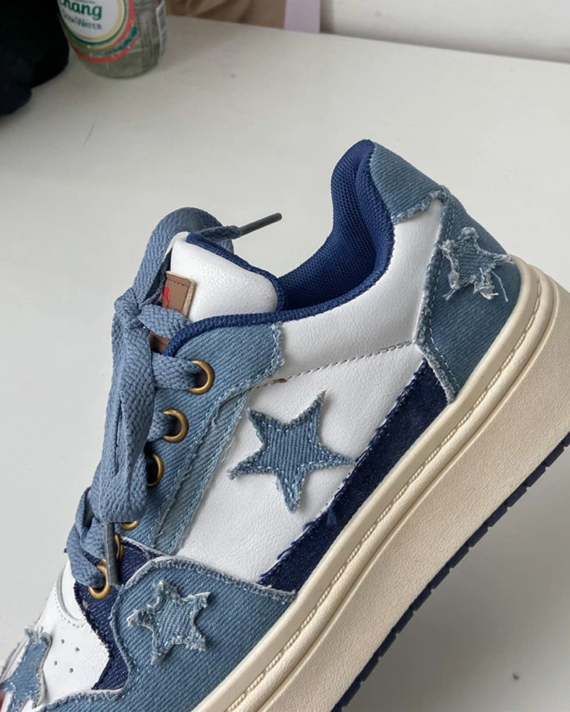 Y2K Grunge Denim Sneakers for Women - 90s Retro Style, Summer & Party Outfits