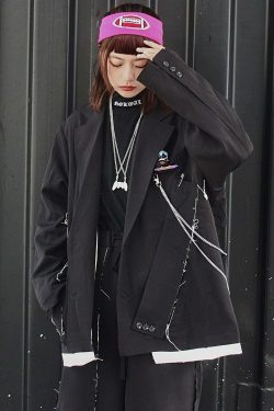 Y2K Grunge Destroyed Blazer - Retro 90s Fashion, Summer Outfits, and Party Looks