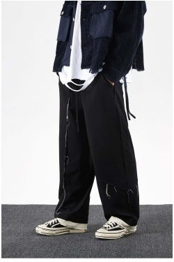 Y2K Grunge Destroyed Trousers - 90s Fashion, Retro Style, Y2K Summer Outfits, Gothic Y2K