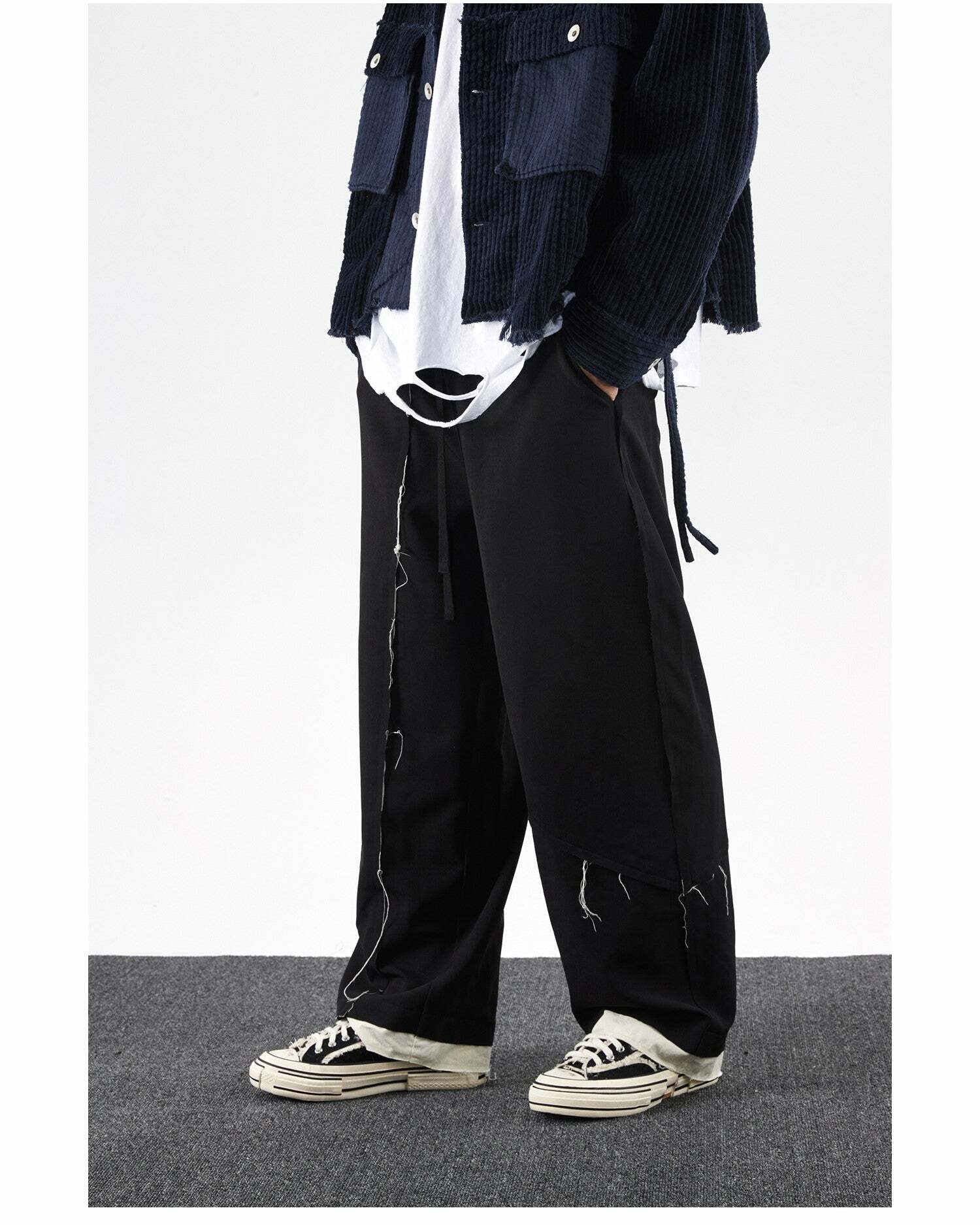 Y2K Grunge Destroyed Trousers - 90s Fashion, Retro Style, Y2K Summer Outfits, Gothic Y2K