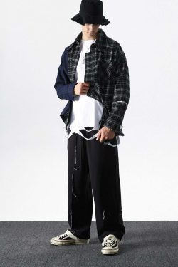 Y2K Grunge Destroyed Trousers - 90s Fashion, Retro Style, Y2K Summer Outfits, Gothic Y2K